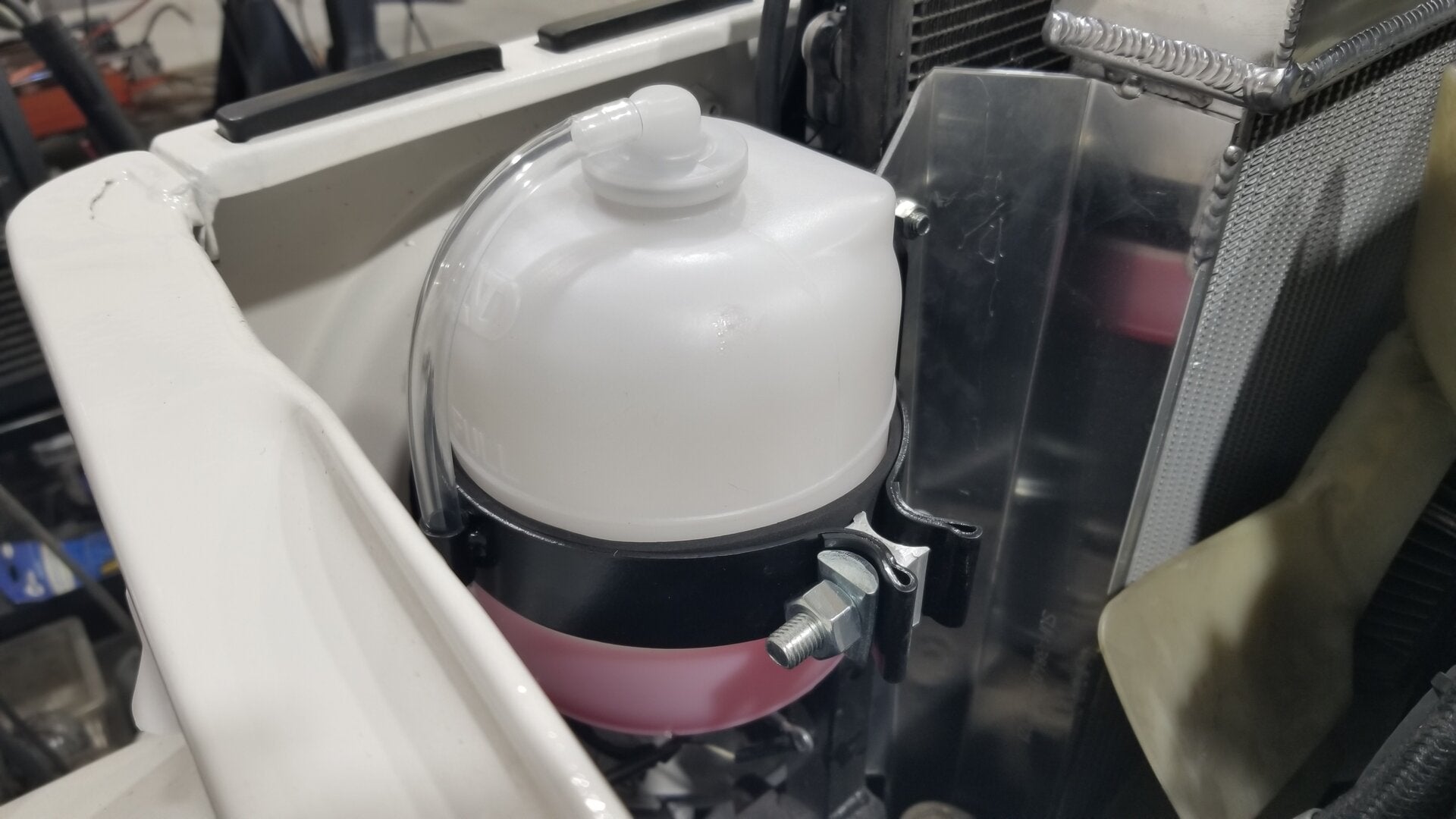 58-72 Land Cruiser stainless coolant bottle bracket kit