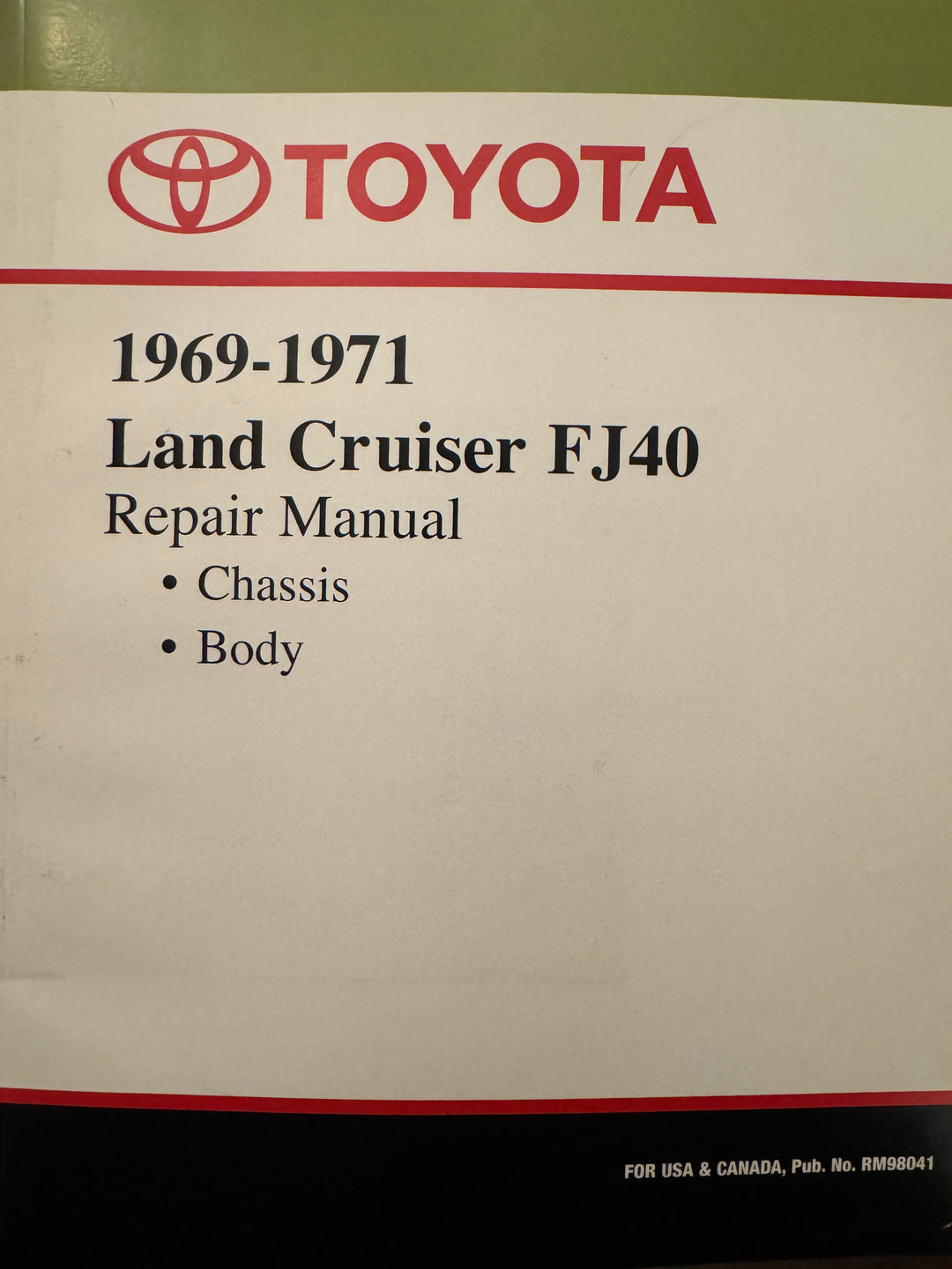 FJ40 Toyota Land Cruiser factory service manual 40series FSM 1969 1970 1971